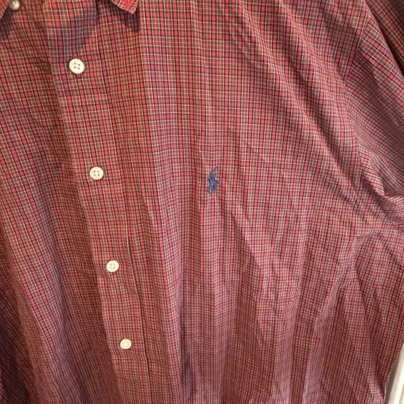 Ralph Lauren Shirt Adult XL Red Plaid‎ Classic Fit Button-Down Long Sleeve Men - Picture 4 of 12